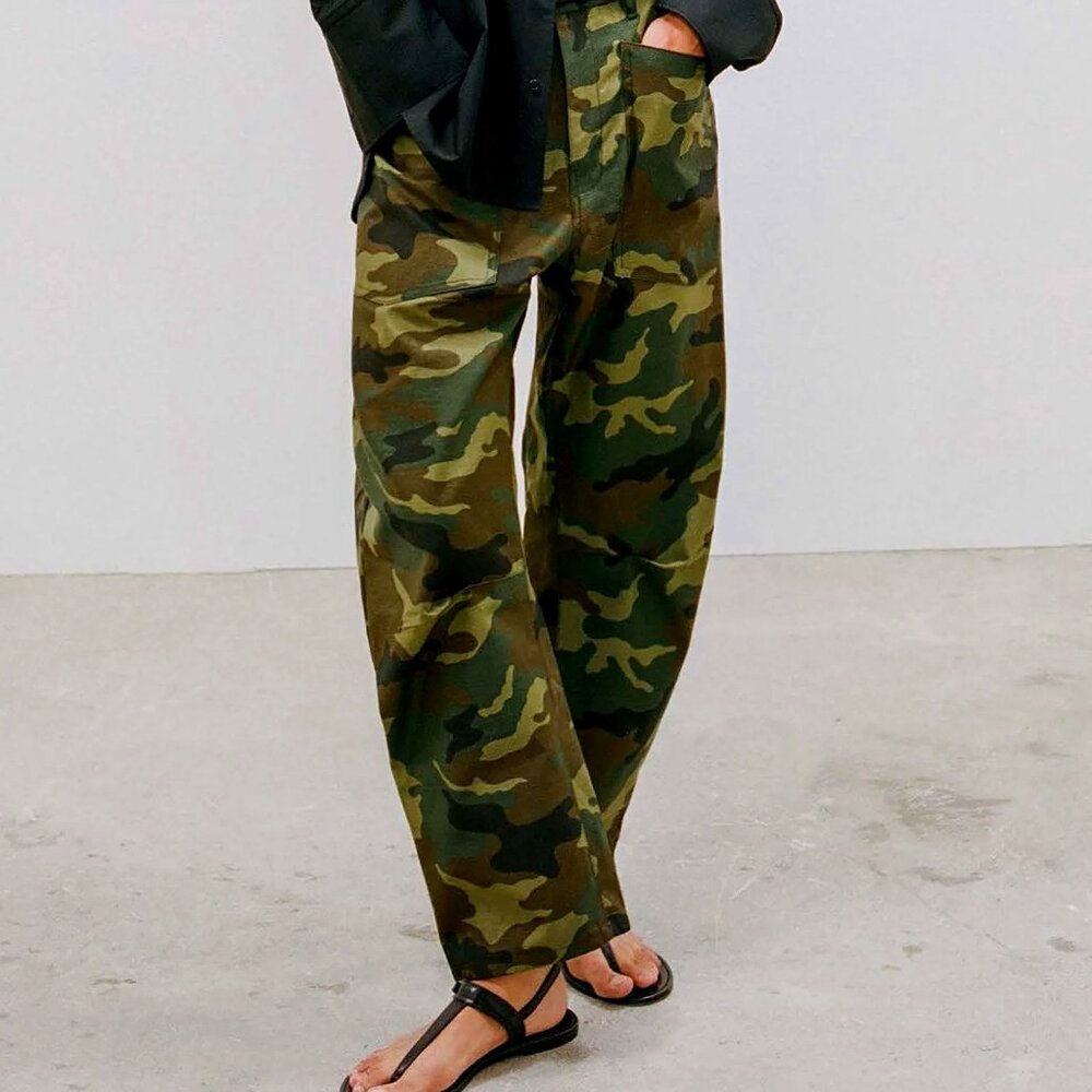 Nili Lotan Camouflage Shon Wide-Leg Pants - Green, Brown, Black